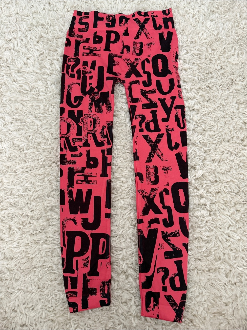 Women’s Bright Pink Letter-Print Leggings